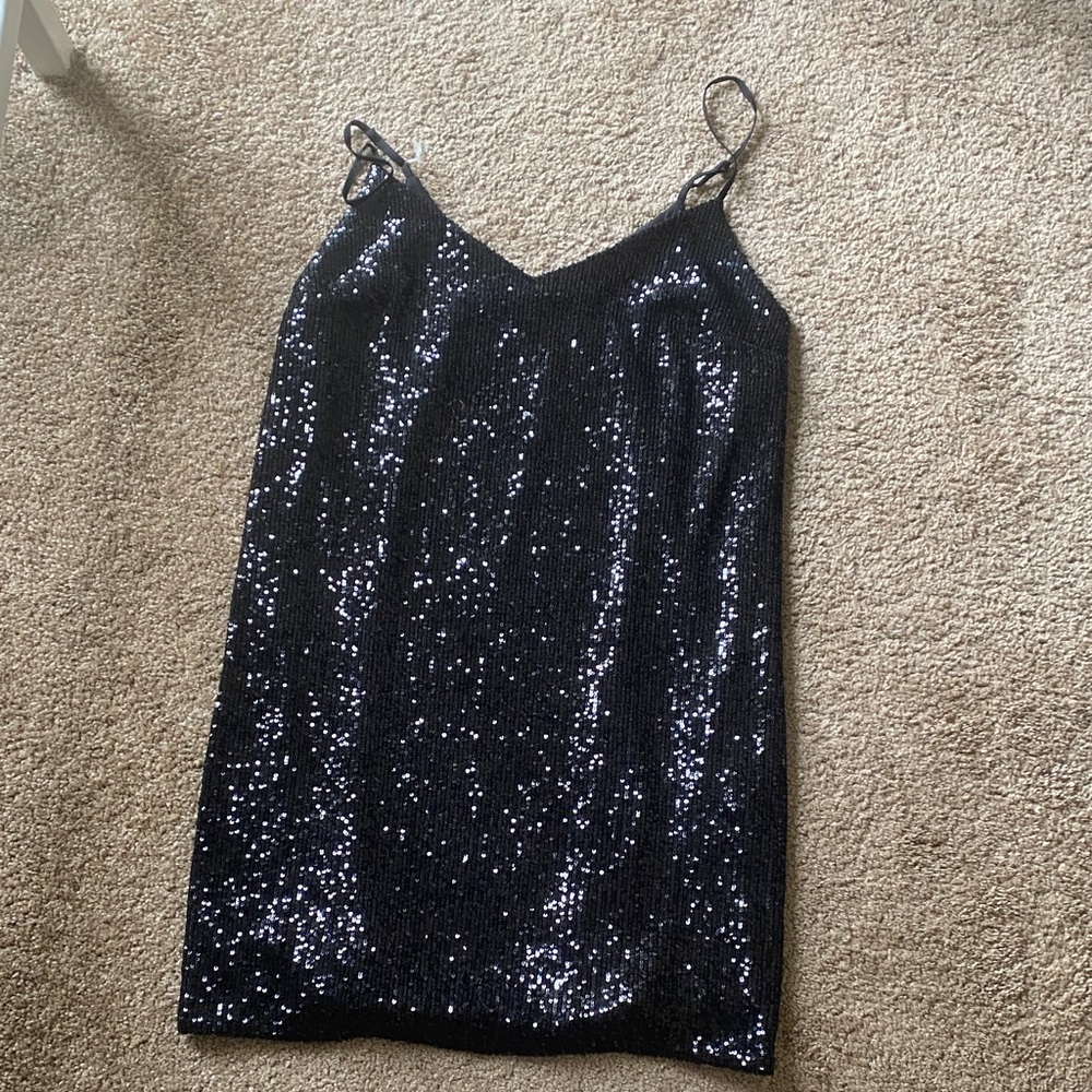 Banana Republic Black Sequin Camisole Dress